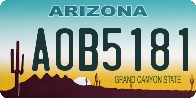AZ license plate AOB5181