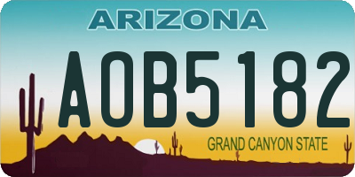 AZ license plate AOB5182