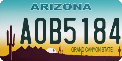 AZ license plate AOB5184