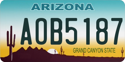 AZ license plate AOB5187