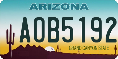 AZ license plate AOB5192