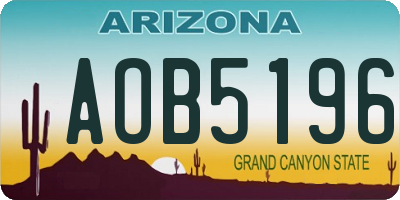 AZ license plate AOB5196