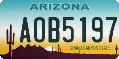 AZ license plate AOB5197