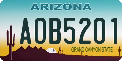 AZ license plate AOB5201