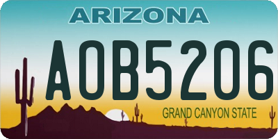 AZ license plate AOB5206
