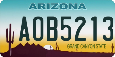 AZ license plate AOB5213