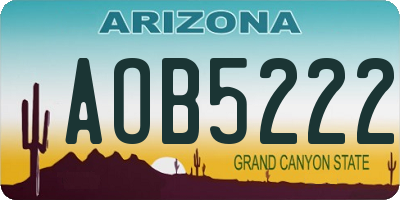 AZ license plate AOB5222