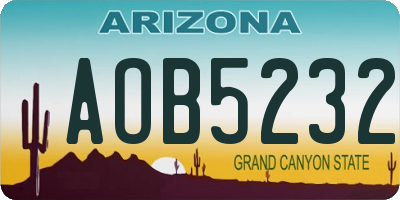 AZ license plate AOB5232