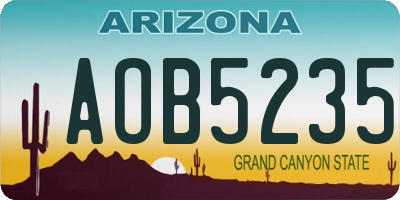 AZ license plate AOB5235