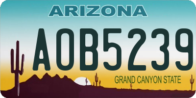 AZ license plate AOB5239