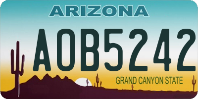 AZ license plate AOB5242