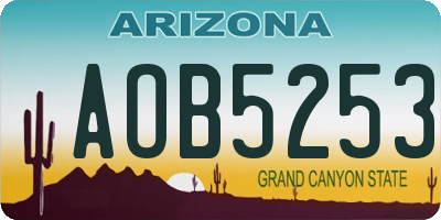 AZ license plate AOB5253