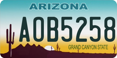 AZ license plate AOB5258