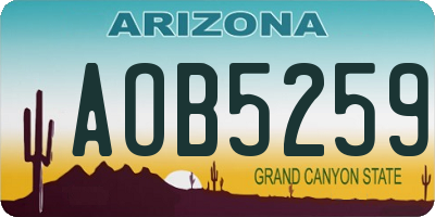 AZ license plate AOB5259