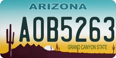 AZ license plate AOB5263