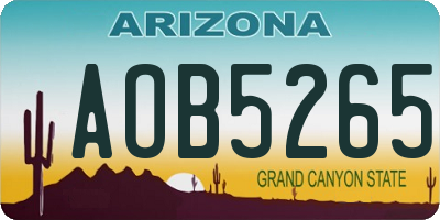 AZ license plate AOB5265