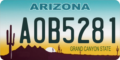 AZ license plate AOB5281