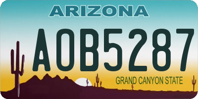 AZ license plate AOB5287