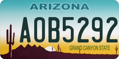 AZ license plate AOB5292