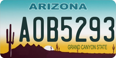 AZ license plate AOB5293