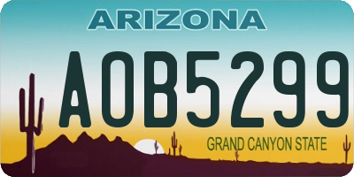 AZ license plate AOB5299