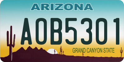 AZ license plate AOB5301