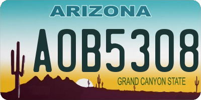 AZ license plate AOB5308