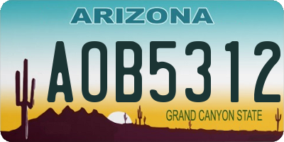 AZ license plate AOB5312