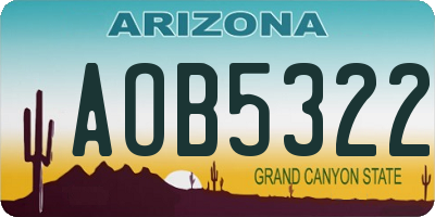 AZ license plate AOB5322