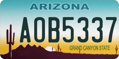 AZ license plate AOB5337