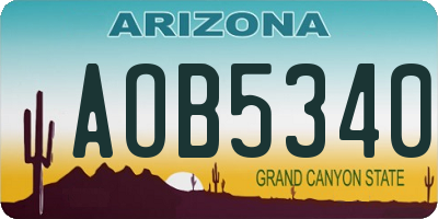AZ license plate AOB5340