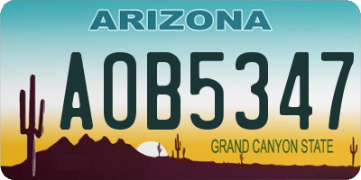 AZ license plate AOB5347