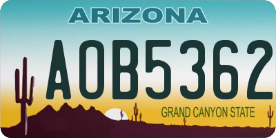 AZ license plate AOB5362
