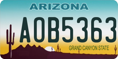 AZ license plate AOB5363