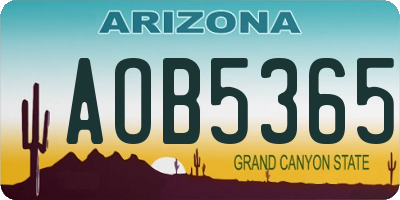 AZ license plate AOB5365