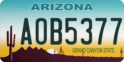 AZ license plate AOB5377
