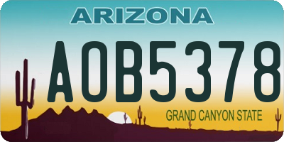 AZ license plate AOB5378