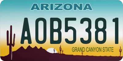 AZ license plate AOB5381