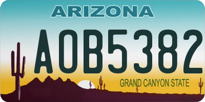 AZ license plate AOB5382