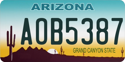 AZ license plate AOB5387