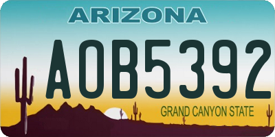 AZ license plate AOB5392