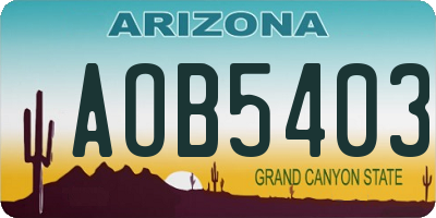 AZ license plate AOB5403