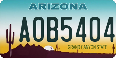 AZ license plate AOB5404