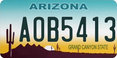 AZ license plate AOB5413