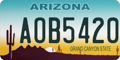 AZ license plate AOB5420