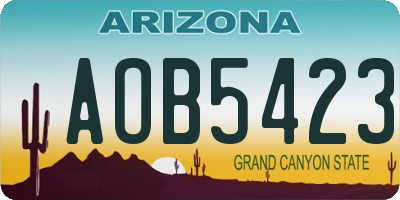 AZ license plate AOB5423
