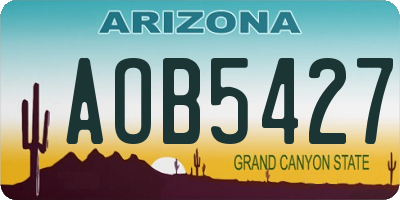 AZ license plate AOB5427