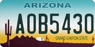 AZ license plate AOB5430