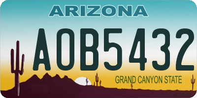 AZ license plate AOB5432