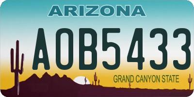 AZ license plate AOB5433